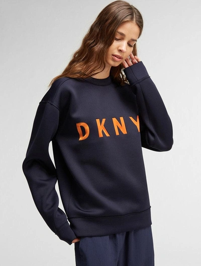 Shop Dkny Crew Neck Pullover With Logo