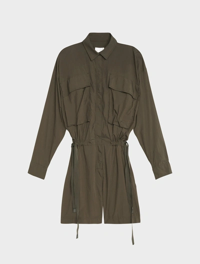 Dkny Pure Snap Front Romper With Drawcord In Green