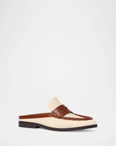 Simkhai Dean Canvas Combo Loafer Mules Natural Saddle In Multi