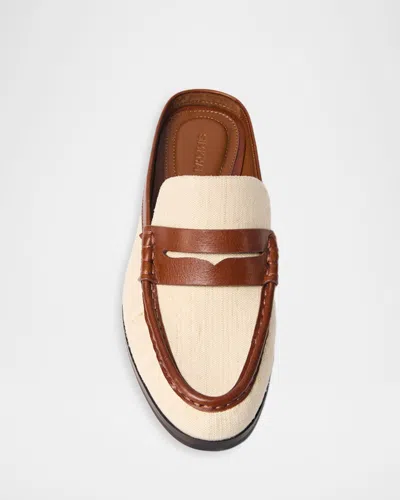 Simkhai Dean Canvas Combo Loafer Mules Natural Saddle In Multi