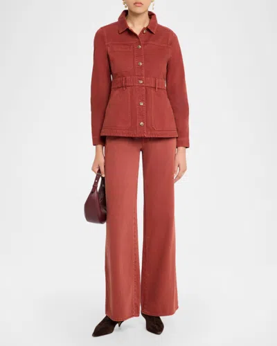 Veronica Beard Anzu Twill Utility Jacket In Rust