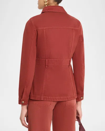 Veronica Beard Anzu Twill Utility Jacket In Rust