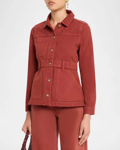 Veronica Beard Anzu Twill Utility Jacket In Rust