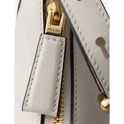 Prada Womens  Arqué Small Leather Shoulder Bag In White