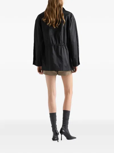 Prada Re-nylon Rain Jacket In Black