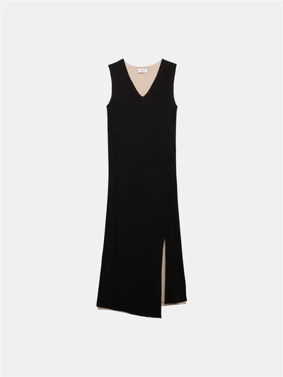 Shop Dkny Reversible Matte Jersey Dress With Side Slit In Black