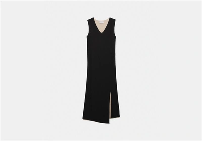 Shop Dkny Reversible Matte Jersey Dress With Side Slit In Black