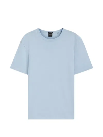 Hugo Boss T-shirt With Bubble-jacquard Structure In Blue