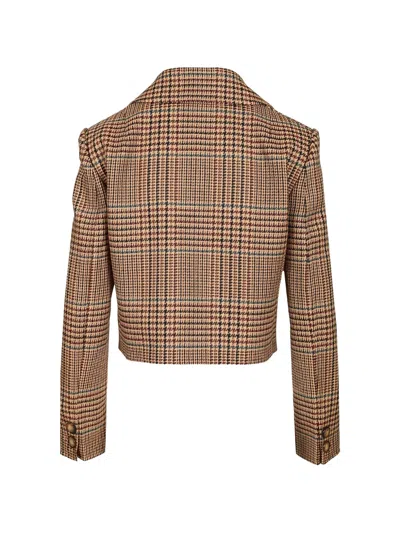 Etro Check-pattern Cropped Jacket In Brown