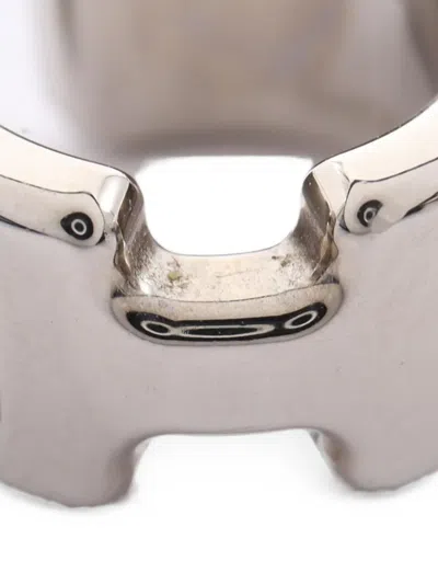 Pre-owned Hermes 2010s Pm Olympe Leather Ear Cuff In Silver