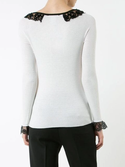 Shop Oscar De La Renta Boat Neck Embroidered Jumper