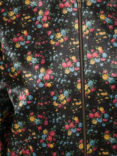 Shop Saint Laurent Wild Flower Print Teddy Jacket In 8523 Black/multi