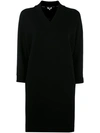 Kenzo Black Logo V-neck Sweatshirt Dress