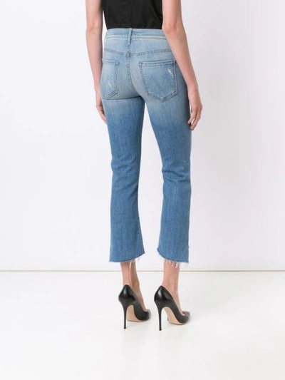 Shop Mother Raw Hem Cropped Jeans In Blue