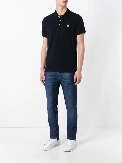 Shop Moncler Classic Polo Shirt In Black