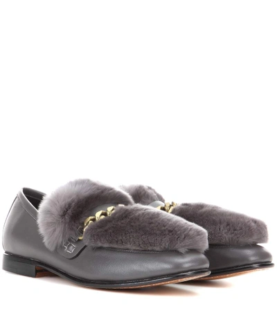 Boyy Loafur Leather And Fur Loafer In Grey