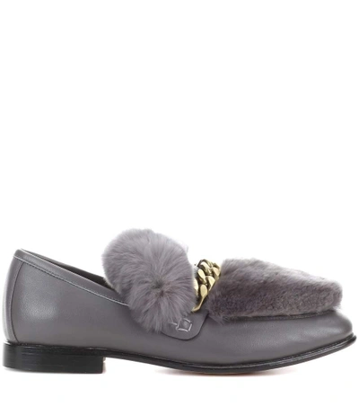 Shop Boyy Loafur Leather And Fur Loafer In Grey