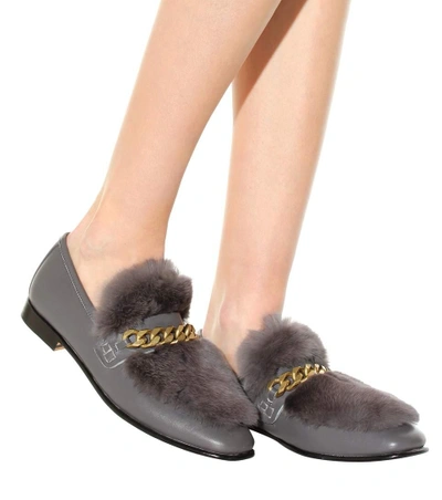 Shop Boyy Loafur Leather And Fur Loafer In Grey