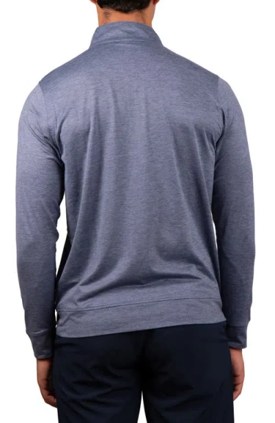 Tailorbyrd Solid Mesh Quarter Zip Sweater In Blue