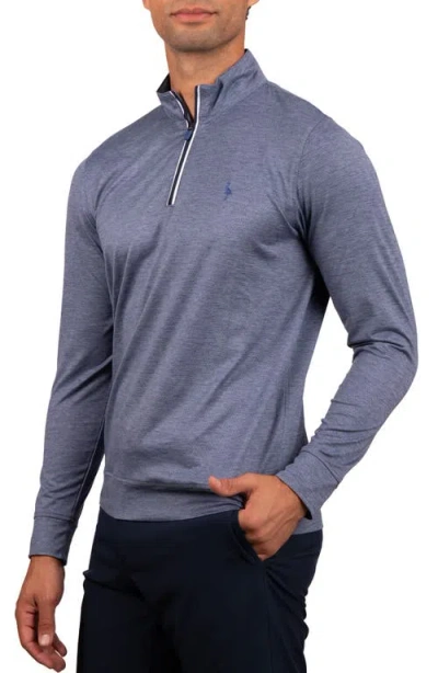 Tailorbyrd Solid Mesh Quarter Zip Sweater In Blue