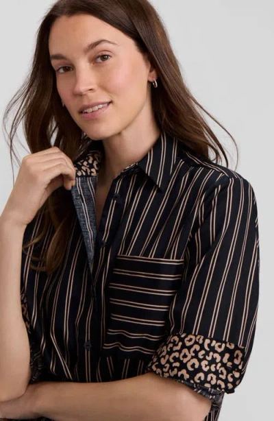 Foxcroft Jodie Stripe Cotton Button-up Shirt In Multi