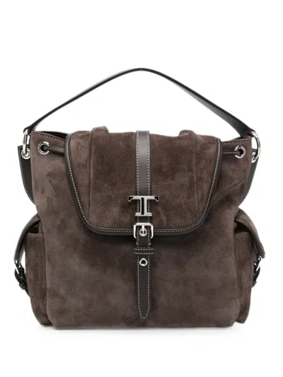 Tod's Mini Leather Shoulder Backpack Top Handle In Brown