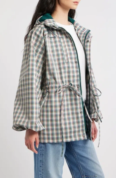 Damson Madder Womens Multi Liu Check-pattern Woven Raincoat In Gold