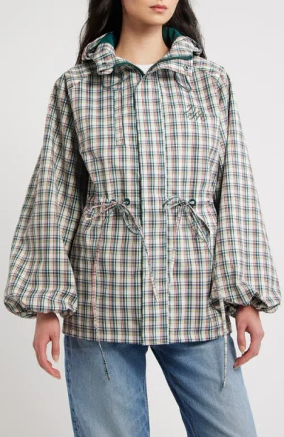 Damson Madder Womens Multi Liu Check-pattern Woven Raincoat In Gold