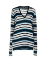 Dolce & Gabbana Multicolor Stripes Long Sleeves V-neck Top In Multi