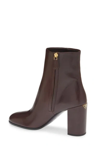 Prada Leather Bootie In Brown