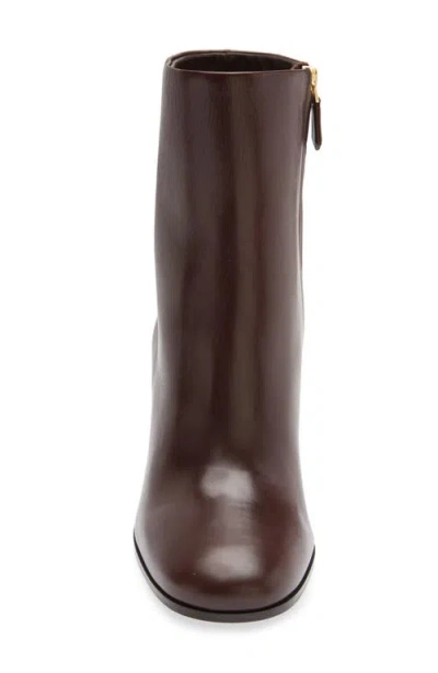 Prada Leather Bootie In Brown