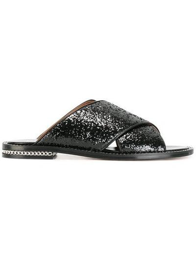 Shop Givenchy Sequin Chain Flat Sandal In Black