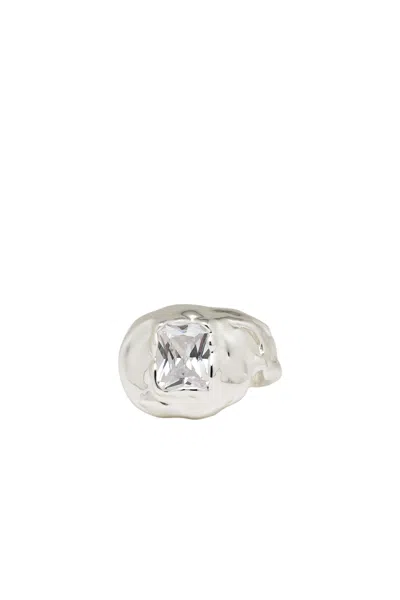 Massimo Dutti Melted Effect Shimmery Ring In Silver