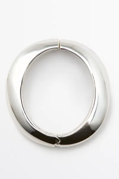 Massimo Dutti Smooth Hinged Bracelet In Silver
