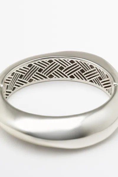 Massimo Dutti Smooth Hinged Bracelet In Silver