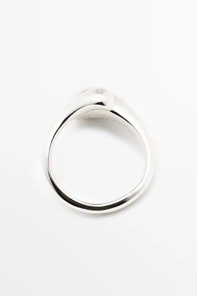 Massimo Dutti Double Teardrop Ring In Silver