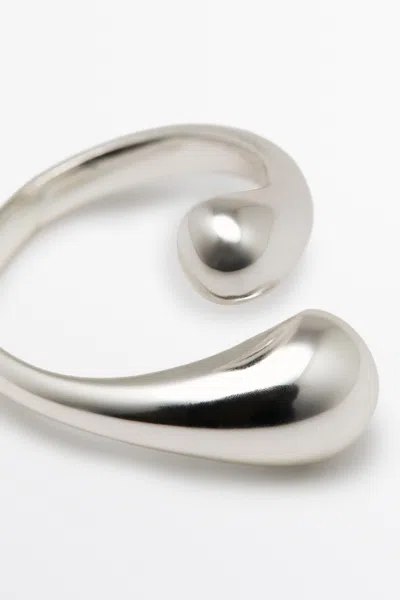 Massimo Dutti Double Teardrop Ring In Silver