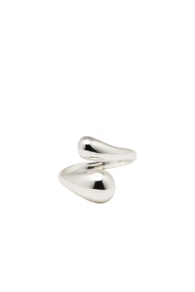 Massimo Dutti Double Teardrop Ring In Silver