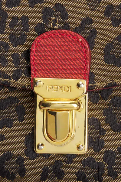 Pre-owned Fendi Leopard Backpack In Brown