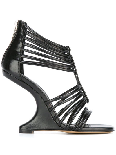 Rick Owens Strappy Wedge Sandals In Black