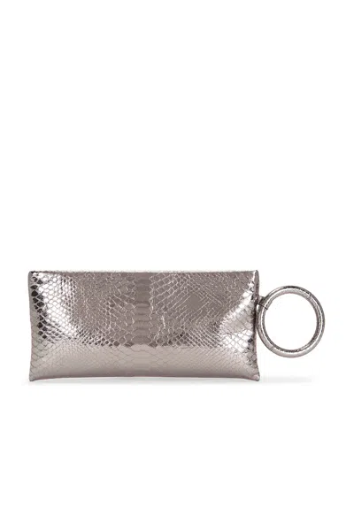 Tom Ford Laminated Printed Python Clutch In Silver