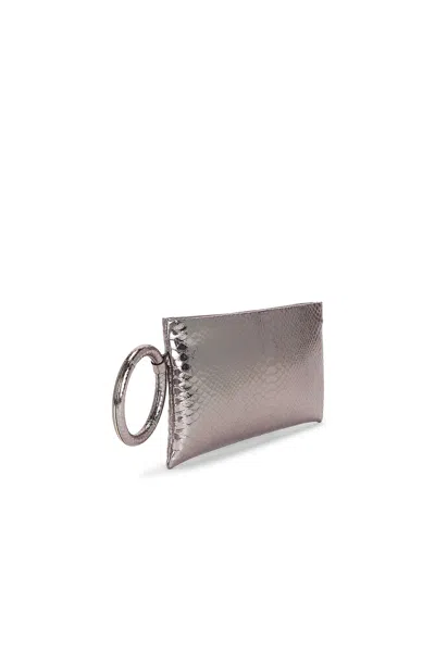Tom Ford Laminated Printed Python Clutch In Silver
