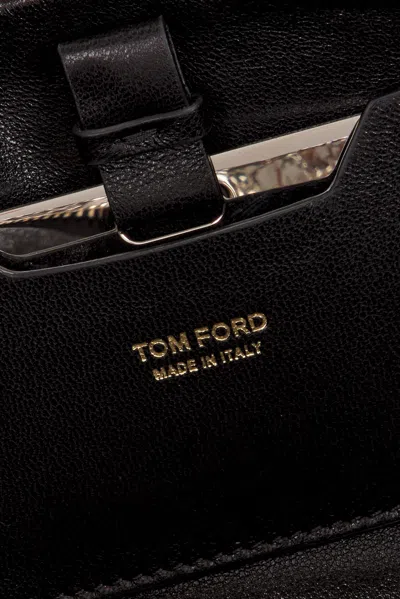 Tom Ford Laminated Printed Python Clutch In Silver
