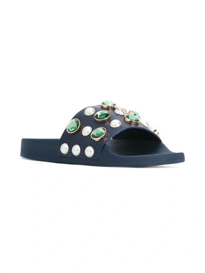 Shop Tory Burch Jewel And Pearl Embellished Slides