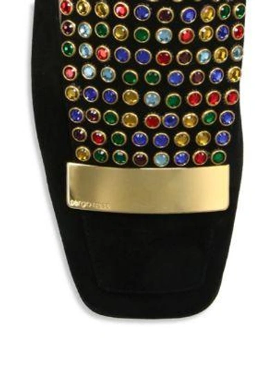 Shop Sergio Rossi Sr1 Jeweled Suede Slippers In Black-multi
