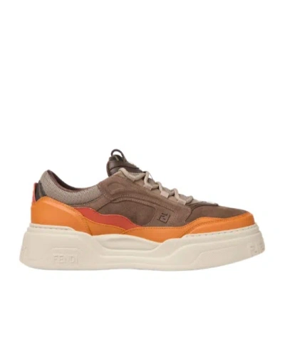 Fendi Force Ff-logo Sneakers In Brown