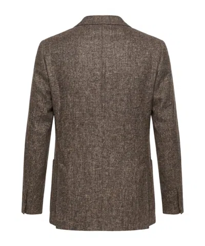 Tagliatore Double-breasted Wool Blazer In Brown