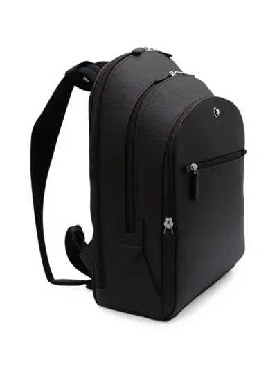 Montblanc Medium Cross-grain Leather Zip-pocket Backpack In Brown