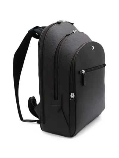 Montblanc Medium Cross-grain Leather Zip-pocket Backpack In Brown