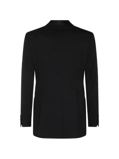 Tom Ford Satin-trimmed Wool And Silk Pant Suit In Black